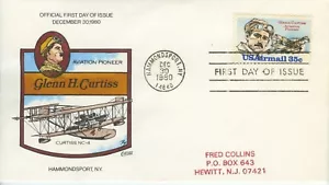 #C100 Glenn Curtis, Collins Hand-Painted SINGLE FDC Perfect! - Picture 1 of 1