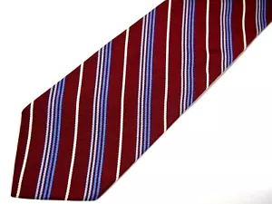 Brooks Brothers Makers Mens Necktie Tie Burgundy Blue Red White Striped Repp 58" - Picture 1 of 4