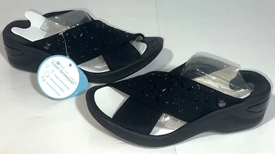 Sandalias BZees Diamond Cloud Tech X Banda Entrecruzada Negras Cuña Deslizables Zapatos 7 M Foto 1 de 4