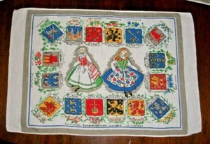 SWEDISH FOLK DRESS, COAT OF ARMS, FLOWER DESIGN 4 LINEN DOILIES PLACEMATS SWEDEN - Picture 1 of 5