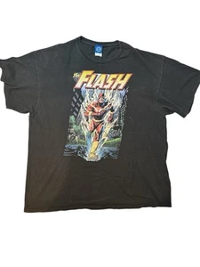Vintage Y2K DC Comics The Flash T Short Size 2XL BLACK 100% Preshrunk Cotton - Picture 1 of 4
