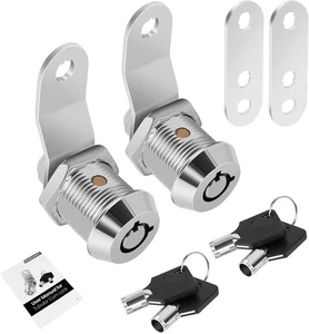 2 Pack Tool Box Lock with Keys, 5/8" Cabinet 5/8 Inch, Chrome - 2  - Foto 1 di 7
