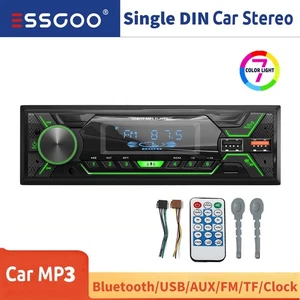 Single 1 DIN Head Unit Car Stereo Radio FM MP3 Player Bluetooth USB TF AUX New - Picture 1 of 14