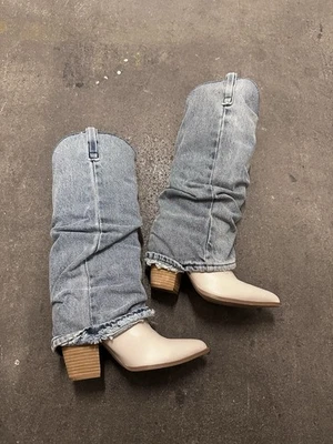 Steve Madden Lassy Boots Denim 7.5 $229 - Image 1 of 4