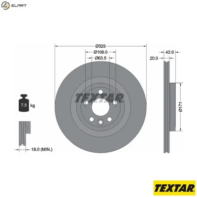 2x BRAKE DISC 92314305 FOR LAND ROVER DISCOVERY/SPORT/VAN/SUV RANGE/VELAR 1.5L - Image 1 of 4