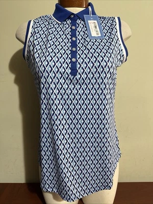 POLO DE GOLF DEPORTIVO HALEY DAMAS CAPRI SIN MANGAS GRANDE AZUL NUEVO CON ETIQUETAS Foto 1 de 4