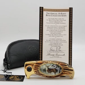 FRANKLIN MINT KNIFE 10 Point Buck Artwork By Rick Fields National Wildlife  - Picture 1 of 5