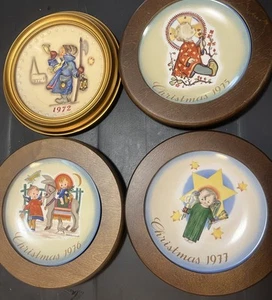 Lot 4 Hummel Annual Christmas Plates - W/ Wooden Frames 1972, 1975, 1976, 1977 - Picture 1 of 18