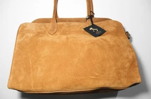 New Claudia Firenze Suede Bag Row Margaux Dupe GREIGE BEIG Genuine Made In Italy - Picture 1 of 6