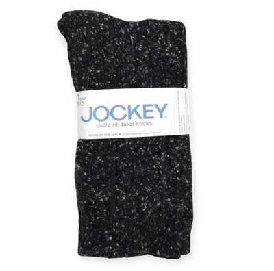 "Calcetines de bota Jockey para mujer negros de tweed con cable acanalado talla de zapato 4-10 puño de 7""" Foto 1 de 4