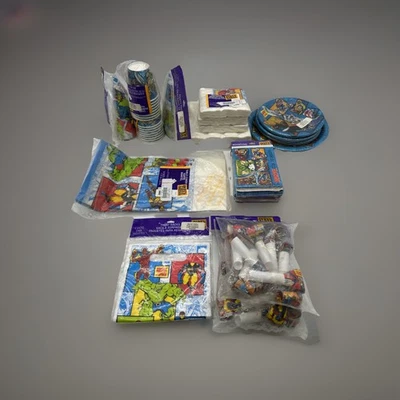 Party Express Marvel Superhéroe 1996 tazas platos servilletas cubierta de mesa lote de 23 Foto 1 de 4