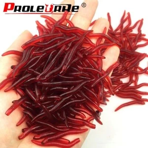 50 or100Pcs Lifelike Silicone Worm Soft Lures Earthworm Artificial Rubber Baits - Picture 1 of 10