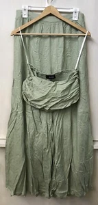 Aakaa Green Linen Blend Wide Leg Pants And Smocked Crop Top Set Size L Large - Picture 1 of 7