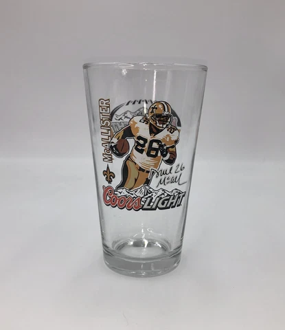 COORS LIGHT New Orleans Saints football DEUCE MCALLISTER Drinking/beverage Glass Cover