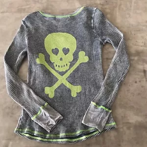 Vintage Havana Shirt Women Small Thermal Skull Grunge Cyber Mall Goth Skate Y2K - Picture 1 of 12