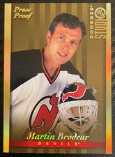 rare MARTIN BRODEUR HOF 1997-98 DONRUSS STUDIO PRESS PROOF 1 of 250 GOLD #20