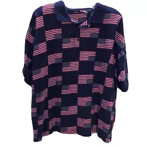 Patriotic "American Impact" Men's Navy w/American Flags Short Sleeve Polo Sz L - Picture 1 of 6