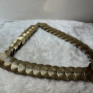 Vintage Belt Gold Metal Conchos Overlapping Disc Coin Stretchy Elastic Overlap - Picture 1 of 10