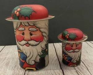 NOS 1986 B Shackman & Co Weihnachtsmann Blech Litho Metall zwei Behälter - Bild 1 von 9