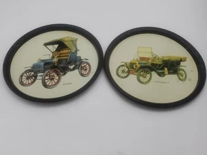 Vintage Antique 1911 Ford Model T & 1904 Cadillac Decorative Tin Plates - Picture 1 of 4