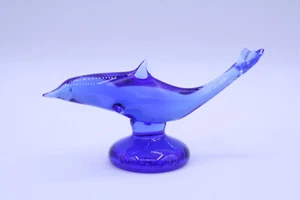 Ron Ray 1994 Blue Blown Art Glass Dolphin Signed Dated Royal Blue Handblown - Picture 1 of 15
