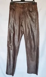 PANTALONES VINTAGE AUTÉNTICOS TRAPPER CUERO MARRÓN MACIZO HOMBRE TALLA LARGA: US 31/EU 42 - Imagen 1 de 7