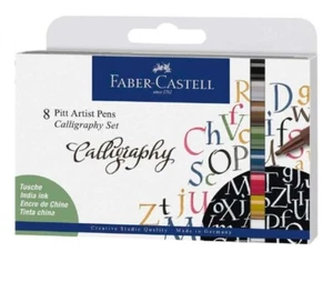 Faber-Castell 8 Pitt Artist Pens Colourful Markers Calligraphy Set - Picture 1 of 1