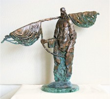 Fisherman Sculpture of Bronze Author's Technique Limited Edition 1/9 Handmade