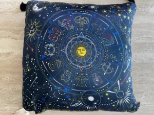 Johnny Was Celestine Velvet Home Tassel Pillow Lounge Sun Astrology Navy Blue NW - Picture 1 of 10