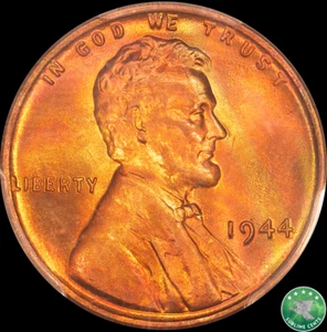 1944 1c Lincoln Wheat Cent PCGS MS 67 RB CAC Toned - Picture 1 of 5