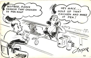 Waitress, Please Change That Chicken To Pea Soup, Restaurant Postcard - Picture 1 of 2