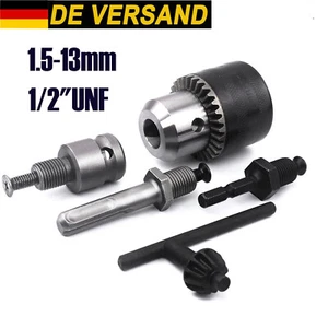 5Tlg Schnellspannbohrfutter 1.5-13mm 1/2"UNF Adapter Bohrfutter Sechskant Schaft - Bild 1 von 8