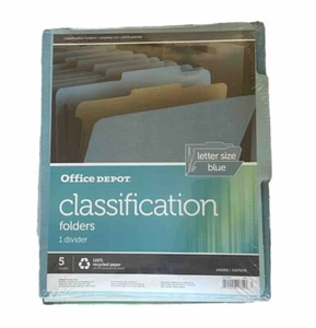 Office Depot Brand Letter Size 1 3/4" Expansion Blue Classification Folders 5-Pk - Picture 1 of 3
