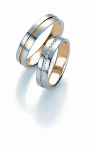 Wedding Rings Breuning Design Collection 5215/5216 IN 585 Gold Bicolor 14 CT - Picture 1 of 2