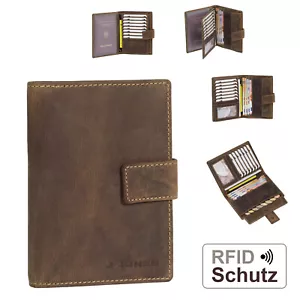 RFID Herren Leder Brieftasche große Geldbörse Reisepass Geldbeutel Kartenfächer - Bild 1 von 8