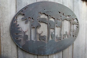 Wanddekoration, Ornament, Wandbild Jagd, Jäger, Bild, Hirsche, Rehe, Baum,Wald - Bild 1 von 1