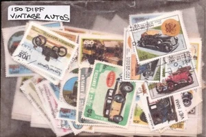 Autos sobre estampillas vintage - 150 estampillas diferentes - Imagen 1 de 1