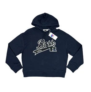 BOSS X Russel Hoodie Womens Dark Blue Pullover With Logo - Eraisy Size XL - Picture 1 of 5