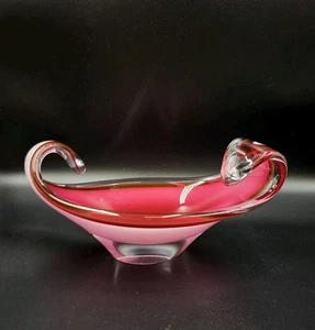 1960s Flygsfors Pink, White And Clear "Coquille" Bowl, Centrepiece,  Paul Kedelv - Picture 1 of 11