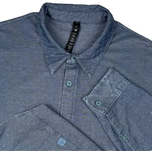 Lululemon Commission Shirt Mens XL Stretch Long Sleeve Button Down Blue LM3DJOS - Picture 1 of 10