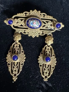 Broche Astro Húngaro Vintage Piedras Azules - Imagen 1 de 6