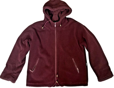 Izzi Outerwear Fuzzy Sherpa Jacket Women Oversized Teddy Bear Coat Hood Burgandy - Image 1 of 4