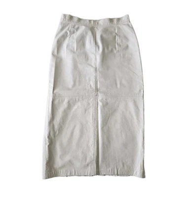 Falda midi lápiz cintura alta cuero marfil blanco de colección 11/12 Foto 1 de 4