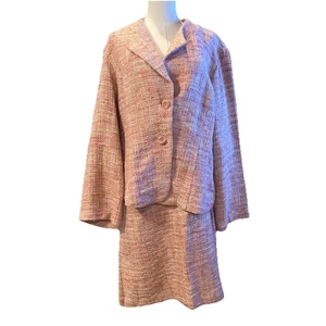 Ashley Stewart Traje Dos Piezas Falda y Blazer Rosa Tweed 14 - Imagen 1 de 6