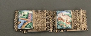 Vintage Bracelet Persian Enamel Silver Filigree by zephyrvintage - Picture 1 of 3