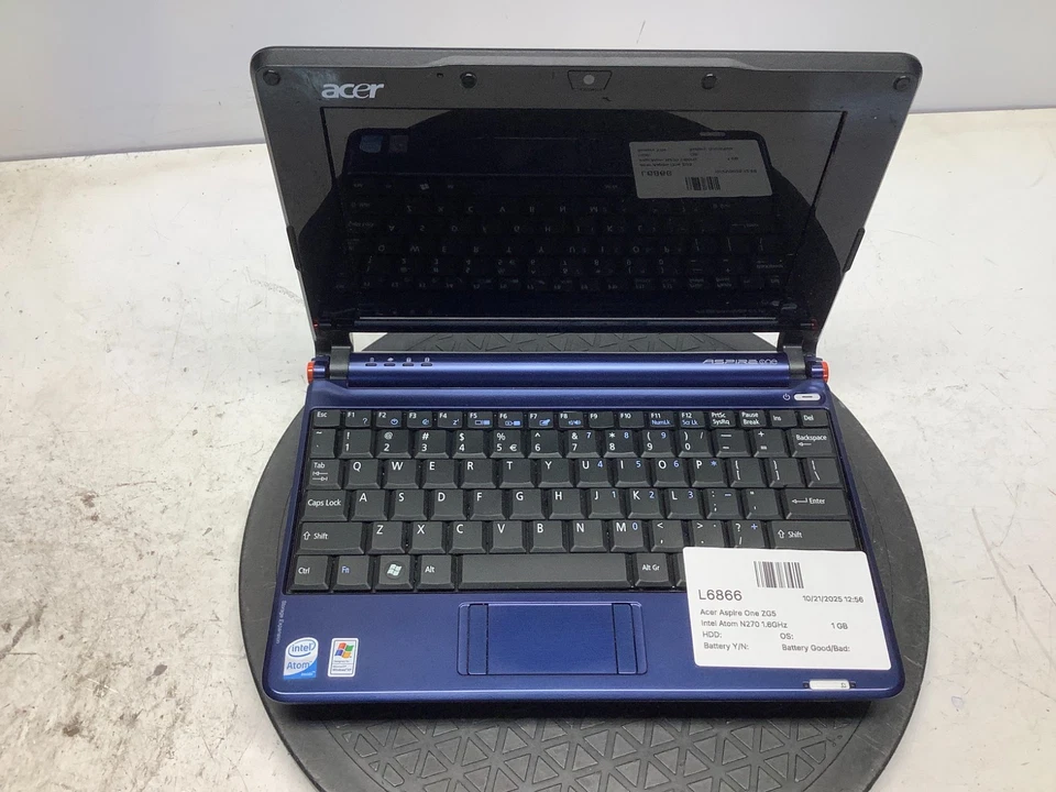 Acer Aspire One ZG5 Intel Atom N270 1,6 ГГц 1 ГБ без жесткого диска/аккумулятора/крышки - Изображение 1 из 4