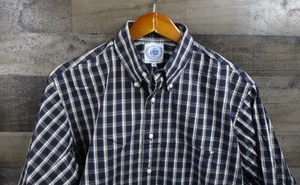 J Press Shirt Mens Medium Navy Plaid Button Down Made USA Classic Ivy League - Picture 1 of 13