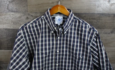 J Press Shirt Mens Medium Navy Plaid Button Down Made USA Classic Ivy League - Image 1 of 4