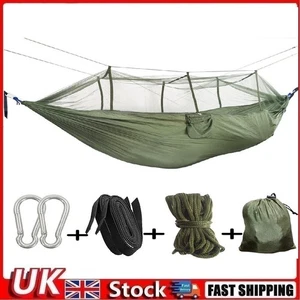 Double Camping Hammock with Mosquito Net Outdoor Travel Sleeping Bed - Picture 1 of 15
