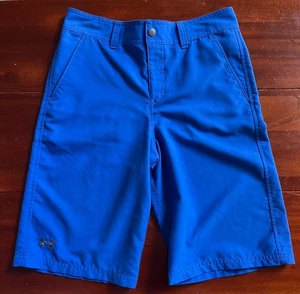 Under Armour Boys 16 Loose Golf Shorts Amphibious Hybrid Blue Zip Fly Heat Gear - Picture 1 of 6